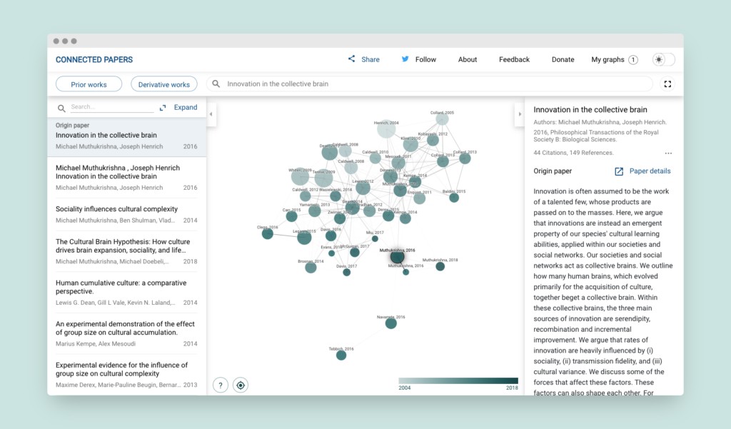 Connected Papers and Google Scholar screenshot