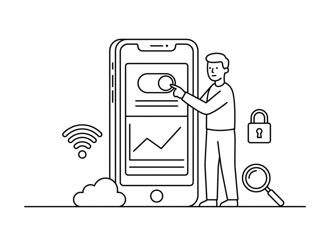 Black-and-white illustration representing Datally by Google.
