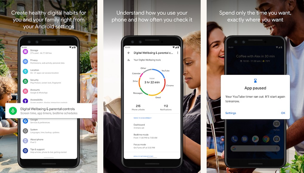 Digital Wellbeing screenshots on Android