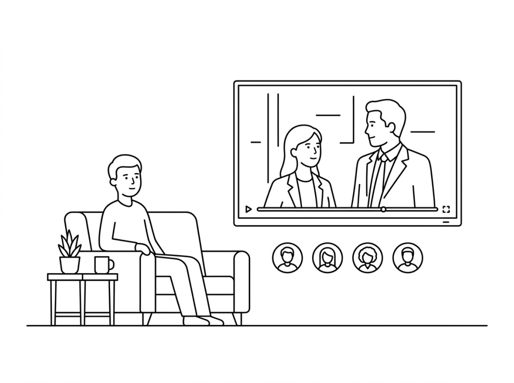 Black-and-white illustration representing Disney+ GroupWatch.