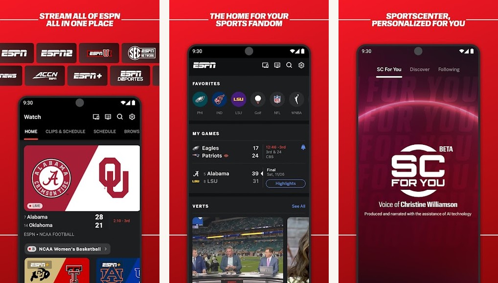ESPN screenshots on Android