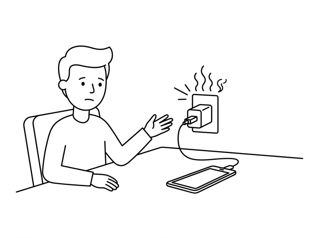 Black and white line illustration representing heat, smell, and noise: the signs to never ignore.