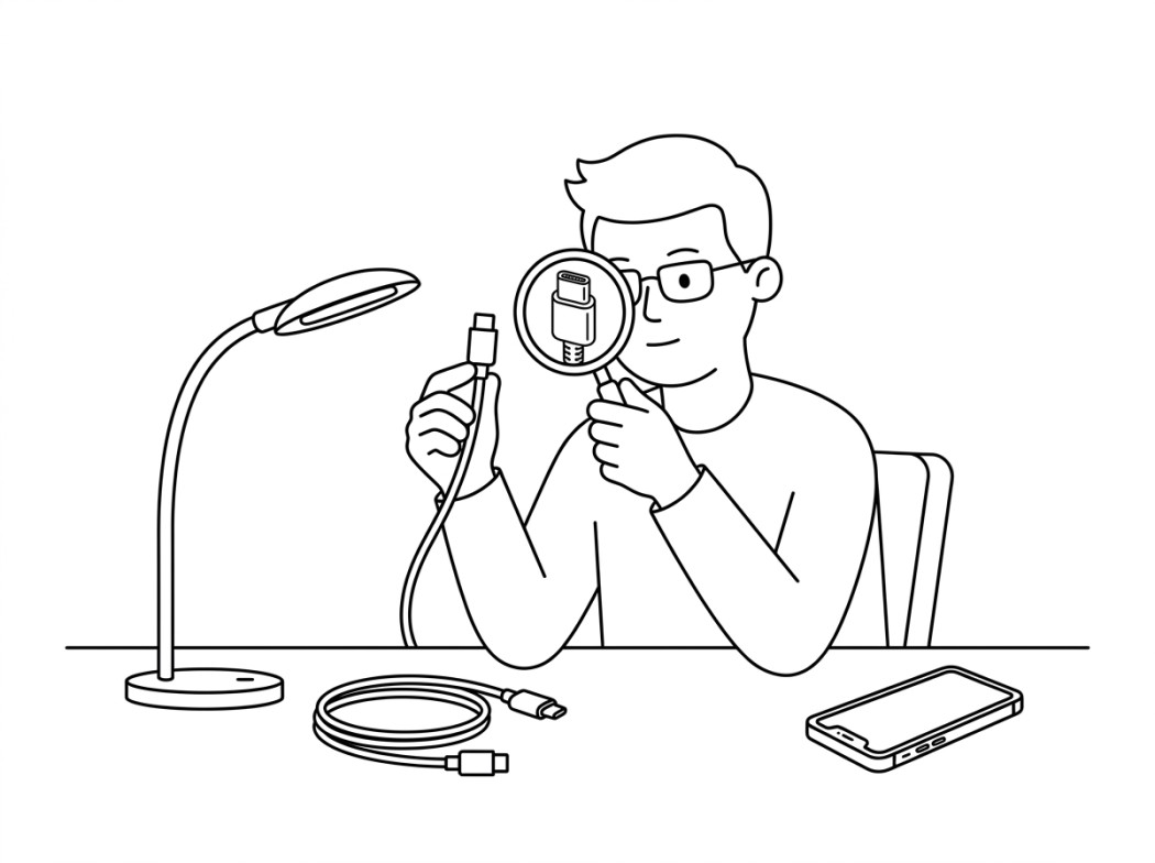 Black and white line illustration representing judge the cable on its build.