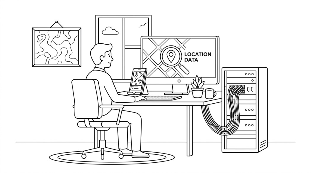 Black-and-white line illustration: a minimal Notion-style scene representing fly gps and pokemon go: how the anti-spoofing detection actually works.