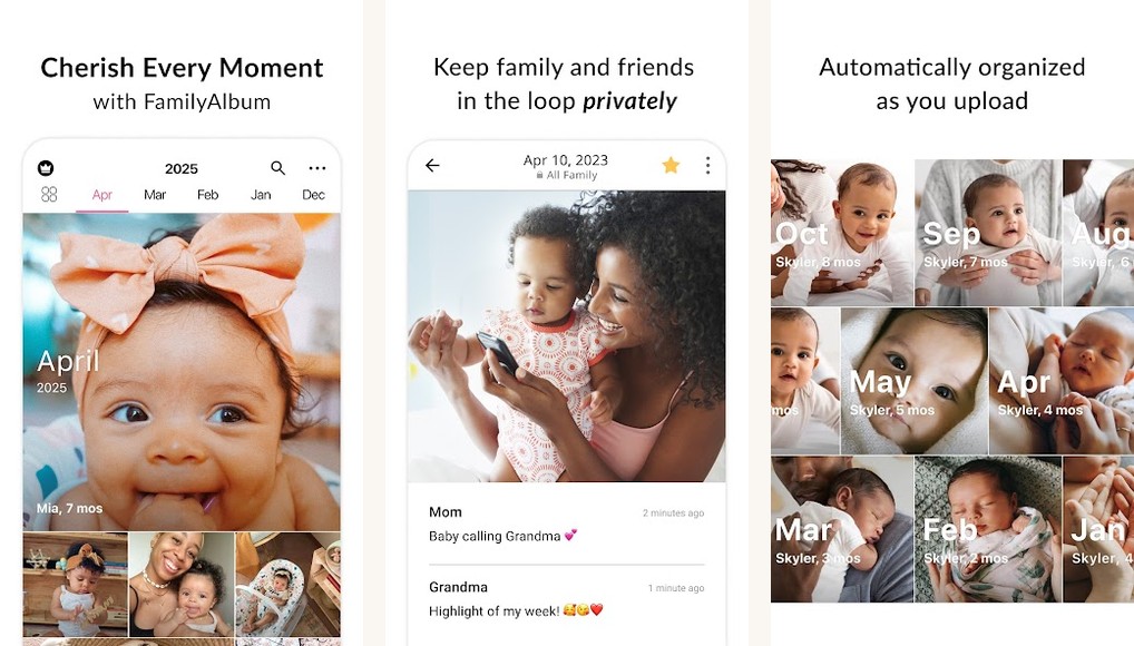 FamilyAlbum photo sharing app screenshots on Android