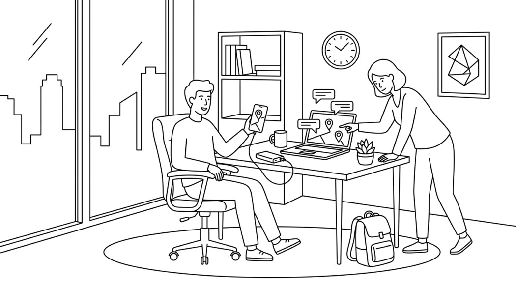 Black-and-white line illustration: a minimal Notion-style scene representing fastpokemap alternatives: the scanner era is over, here is what replaced it.