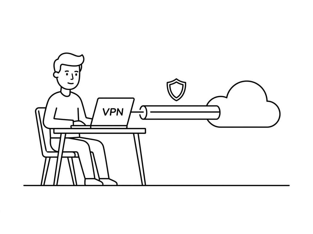 Black and white line illustration representing what fastvpn actually is.