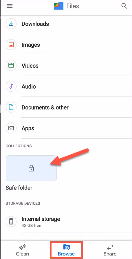 Files by Google Safe Folder (for hiding files specifically) screenshot