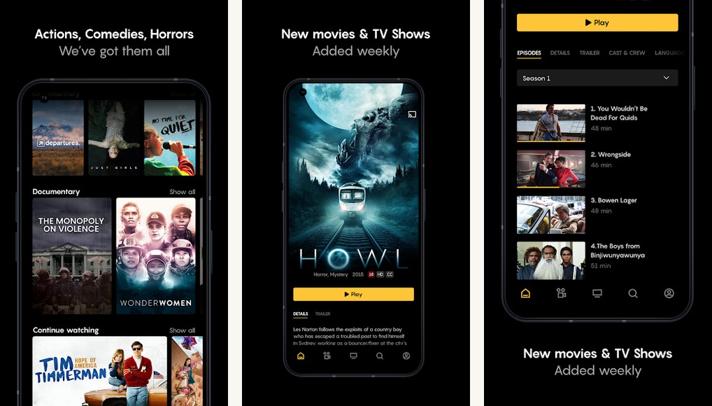 Filmzie screenshots on Android