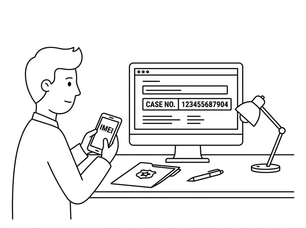 Black and white line illustration representing file a police report and why the number matters.