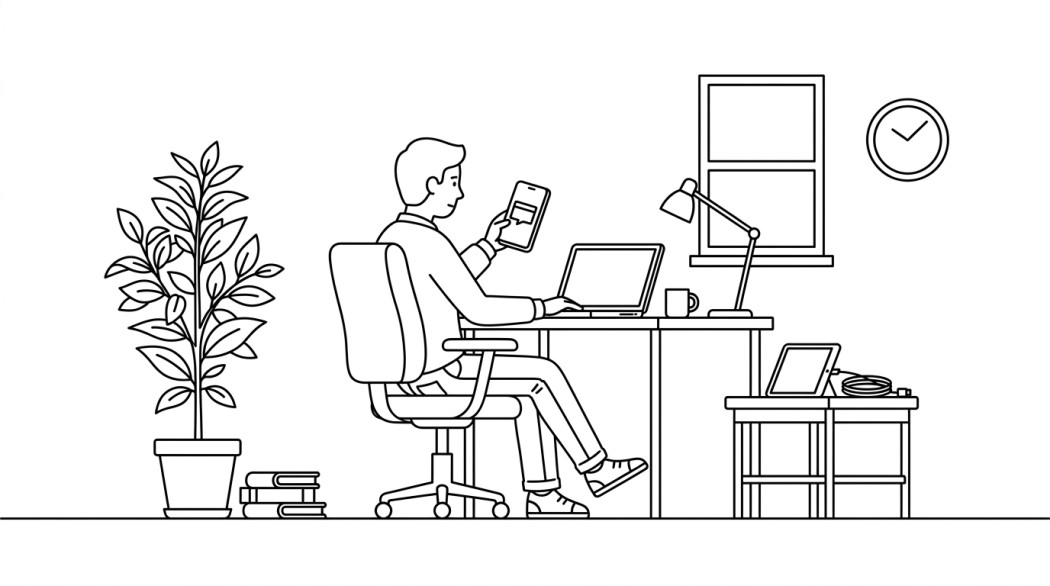 Black-and-white line illustration: a minimal Notion-style scene representing fix: unfortunately, system ui has stopped working on android (guide).