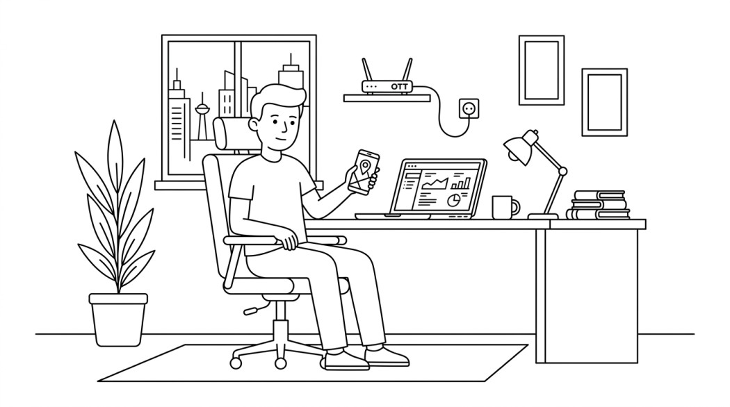 Black-and-white line illustration: a minimal Notion-style scene representing flygps, joystick apps, and tutuapp: why gps spoofing bans pokemon go accounts (and the legitimate efficient-play tools).