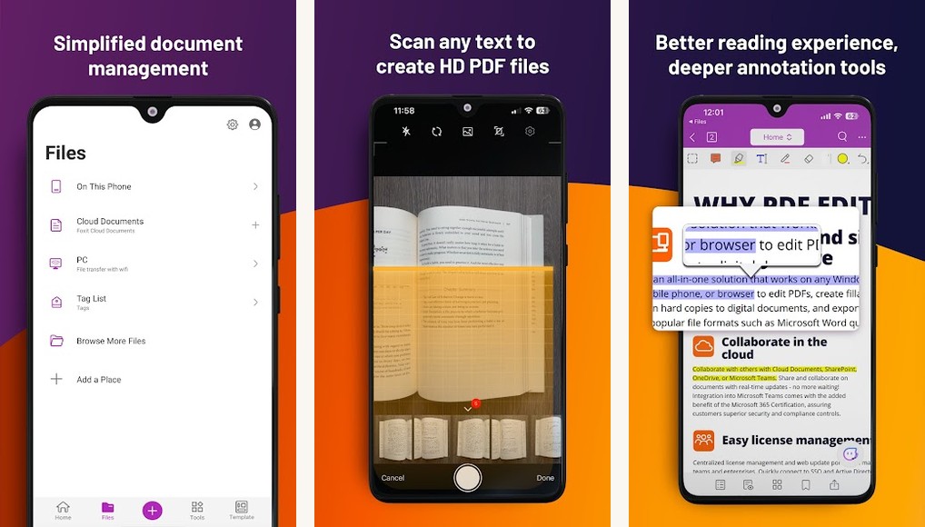 Foxit PDF Editor screenshots on Android