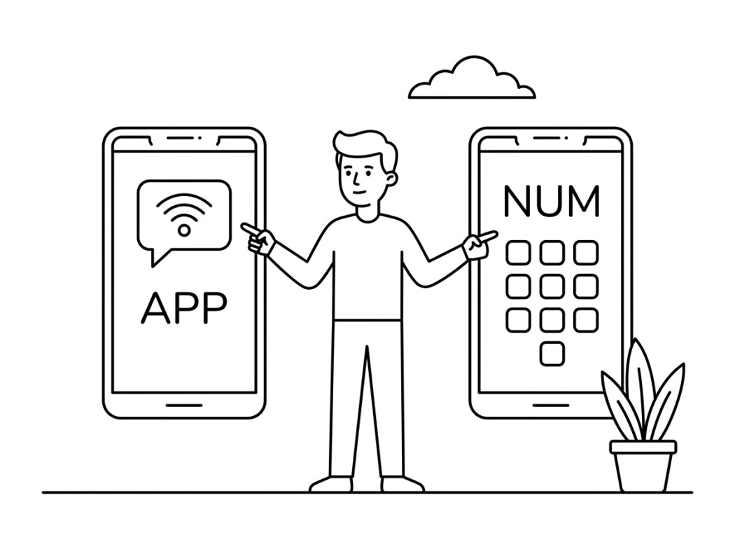 Black and white line illustration representing the two kinds of free calling.