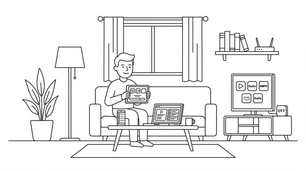 Black-and-white line illustration: a minimal Notion-style scene representing how to get premium app features without paying twice.
