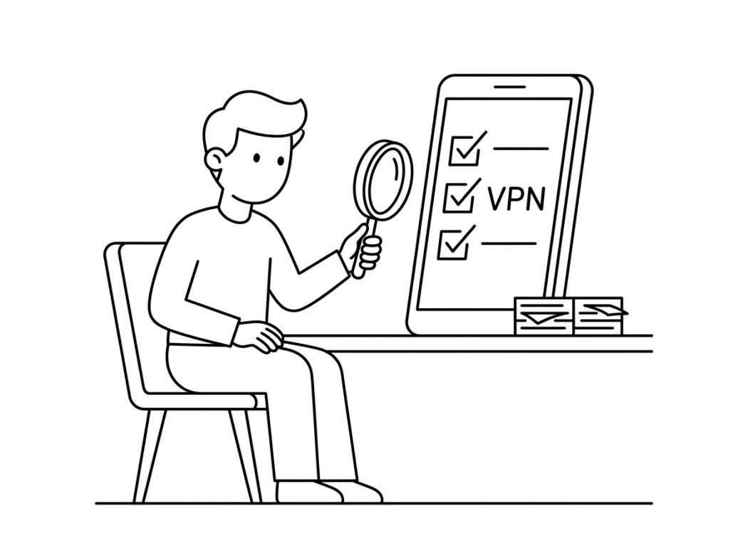 Black and white line illustration representing how we picked.