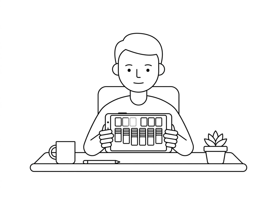 Line illustration of a FreeCell layout with four free cells and eight columns