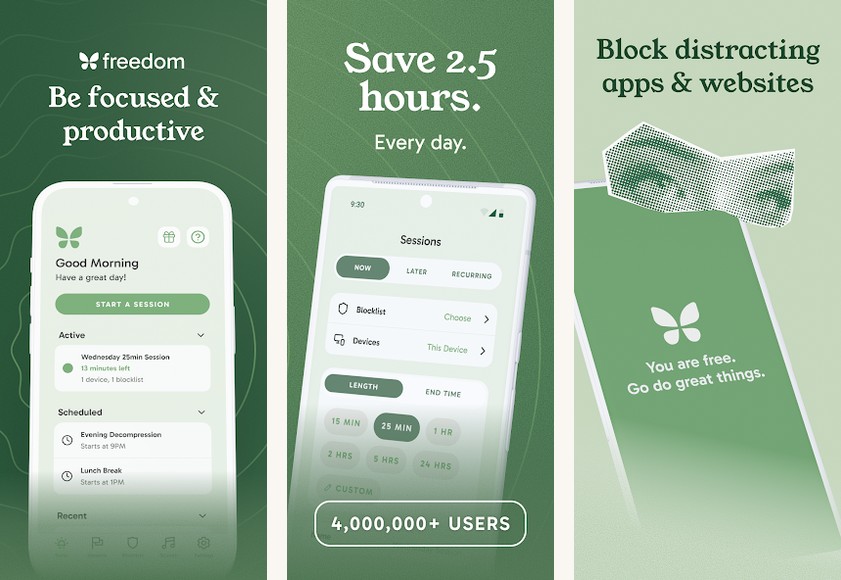 Freedom screenshots on Android