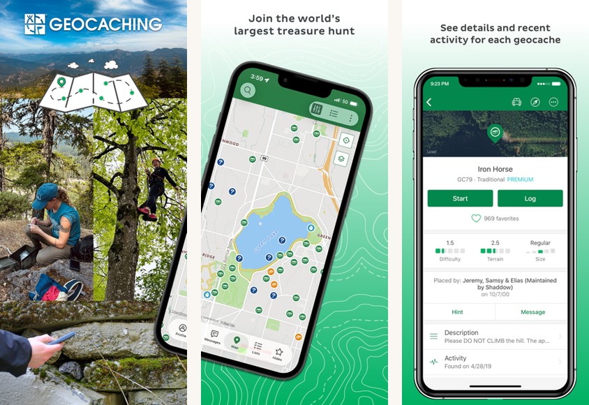 Geocaching screenshots on Android