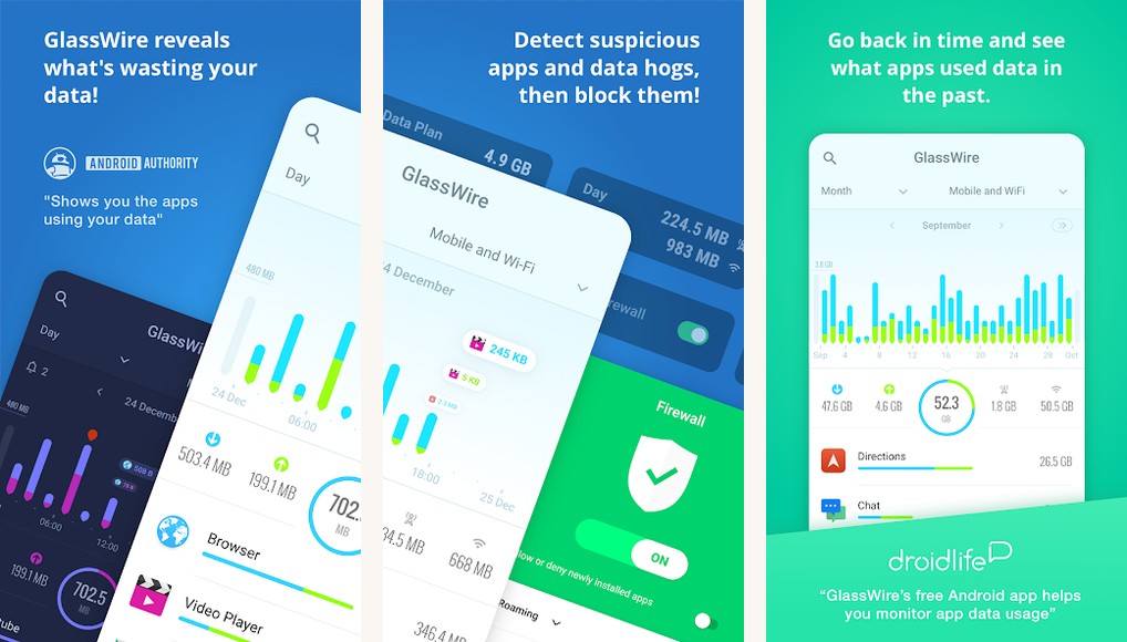GlassWire screenshots on Android