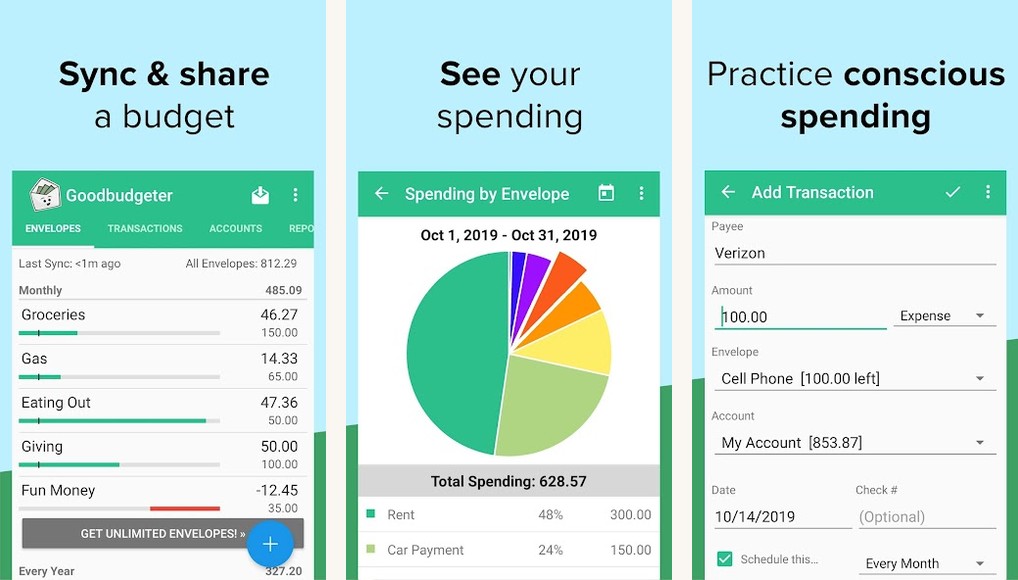 Goodbudget screenshots on Android