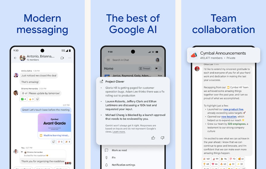 Google Chat screenshots on Android