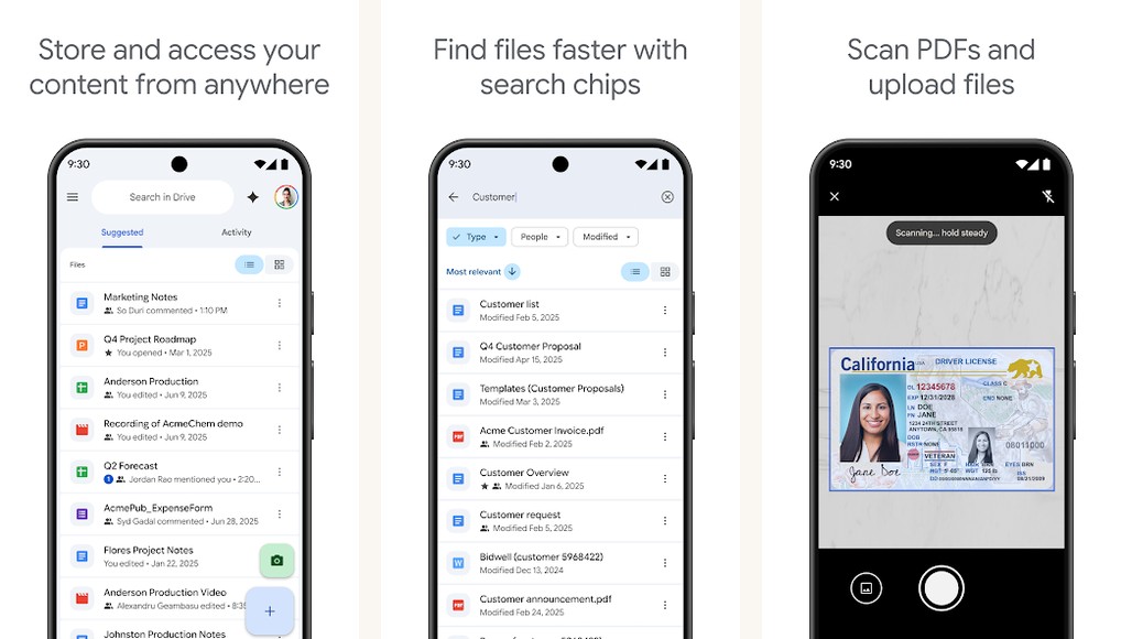Google Drive (with built-in PDF markup) screenshots on Android