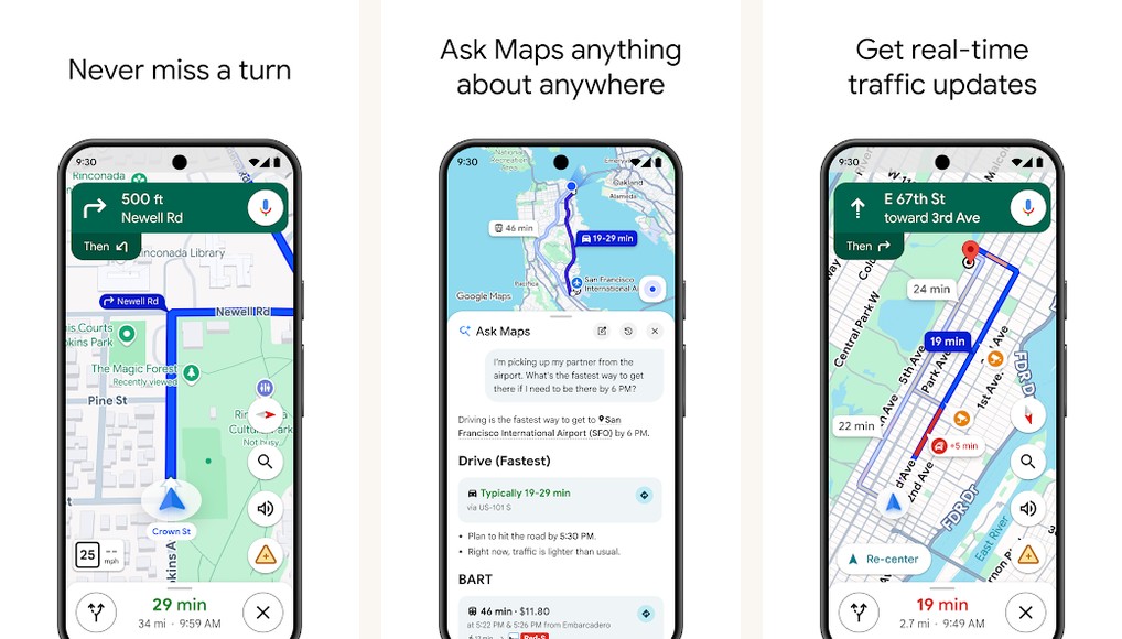 Google Maps screenshots on Android