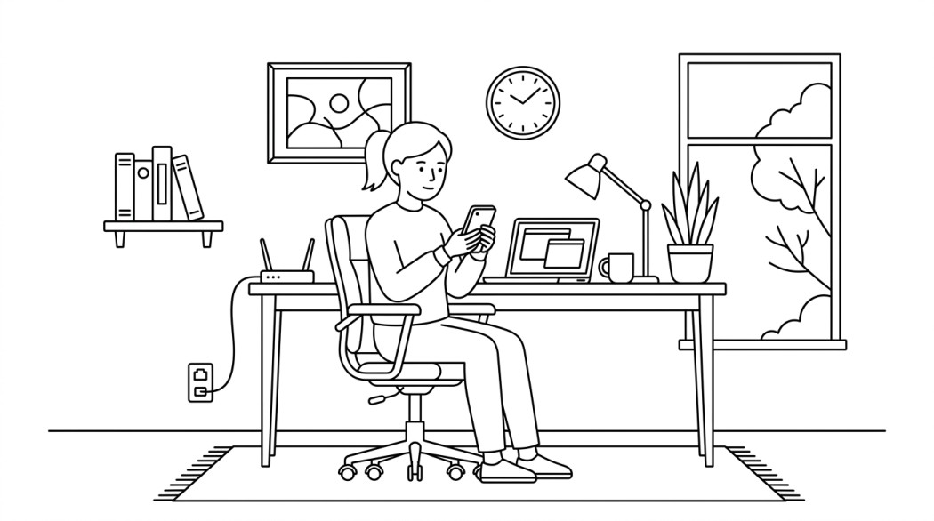 Black-and-white line illustration: a minimal Notion-style scene representing fix google play store and services stopped working.