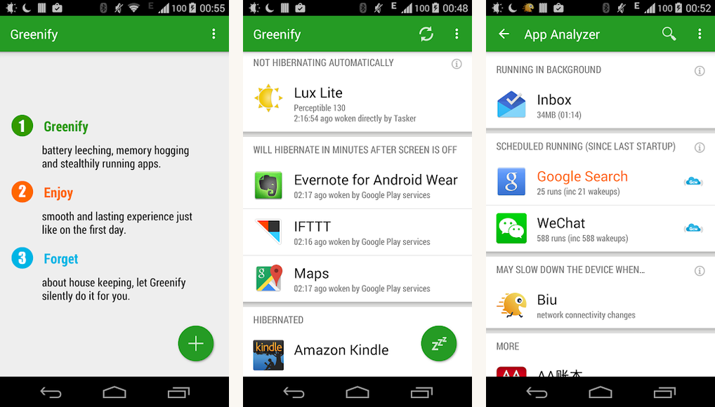 Greenify screenshots on Android