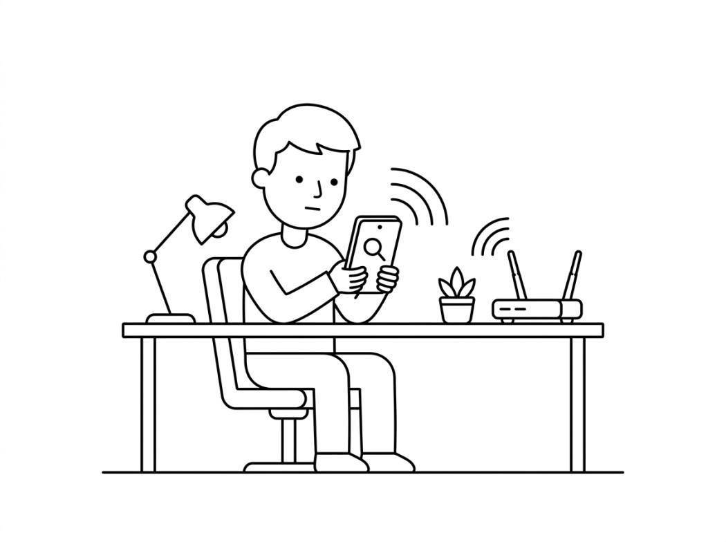 Black and white line illustration representing audit your own network first.