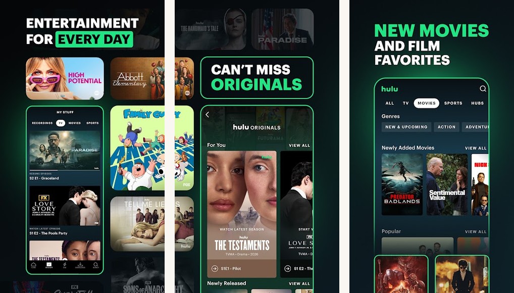 Hulu screenshots on Android