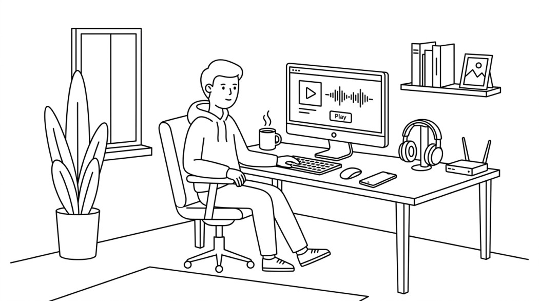 Black-and-white line illustration: a minimal Notion-style scene representing hydra bot is gone: discord music bot commands, alternatives, and how to read the youtube crackdown.