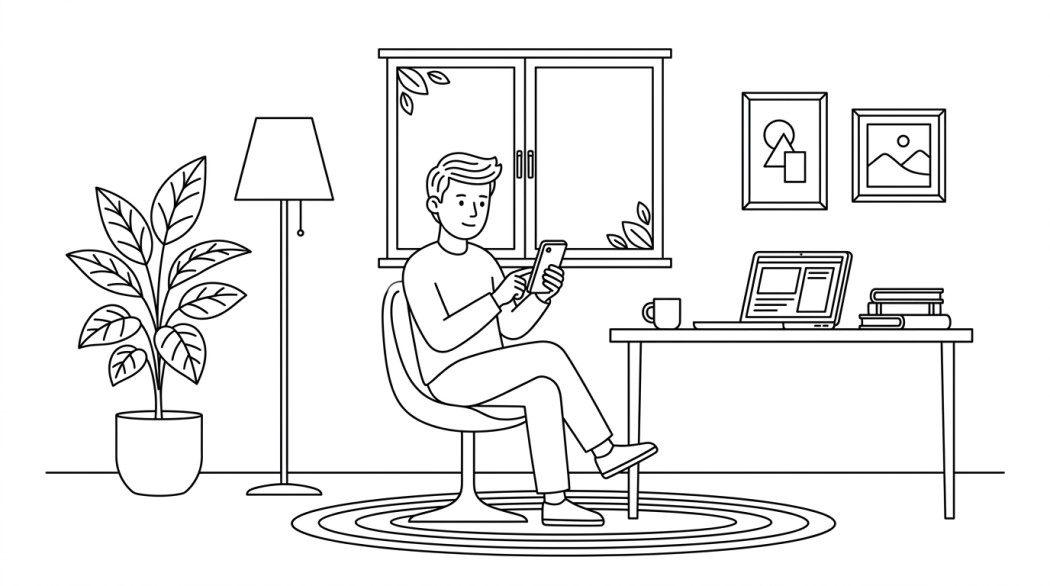 Black-and-white line illustration: a minimal Notion-style scene representing how to increase your snapchat score (the legitimate way, no bots).