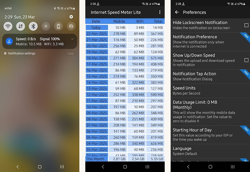 Internet Speed Meter Lite screenshots on Android