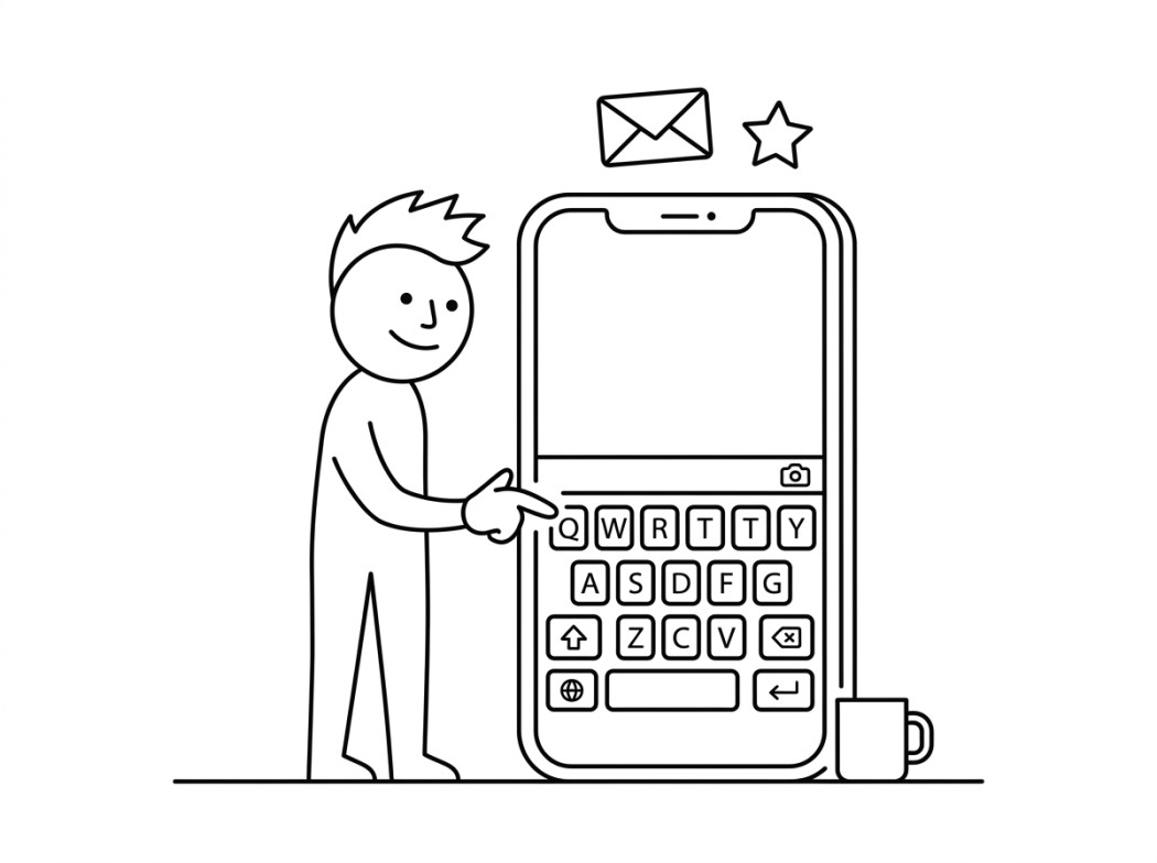 Black and white line illustration representing best keyboard for most people.