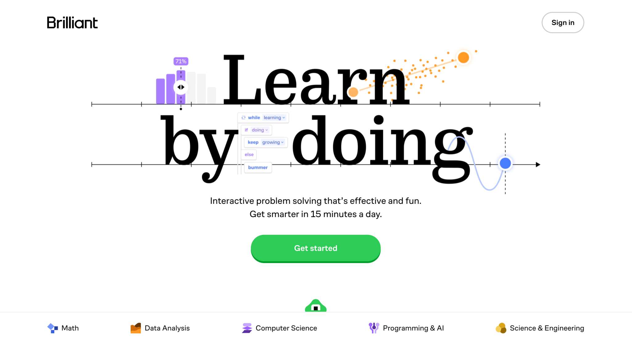 Khan Academy and Brilliant (concept videos and structured practice) screenshot