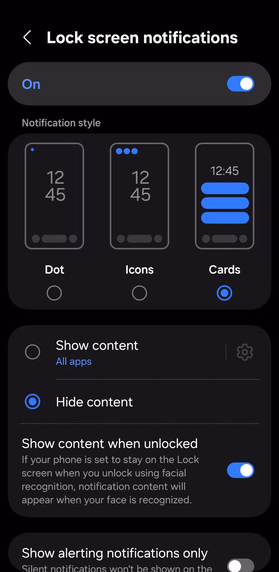 Lock-screen notification privacy screenshot