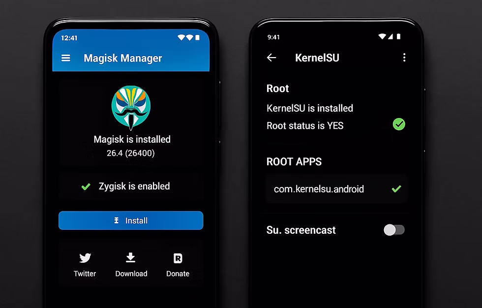 Magisk and KernelSU screenshot