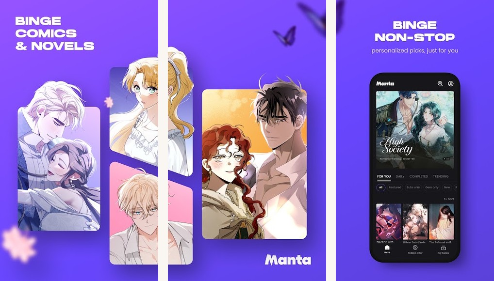 Manta screenshots on Android