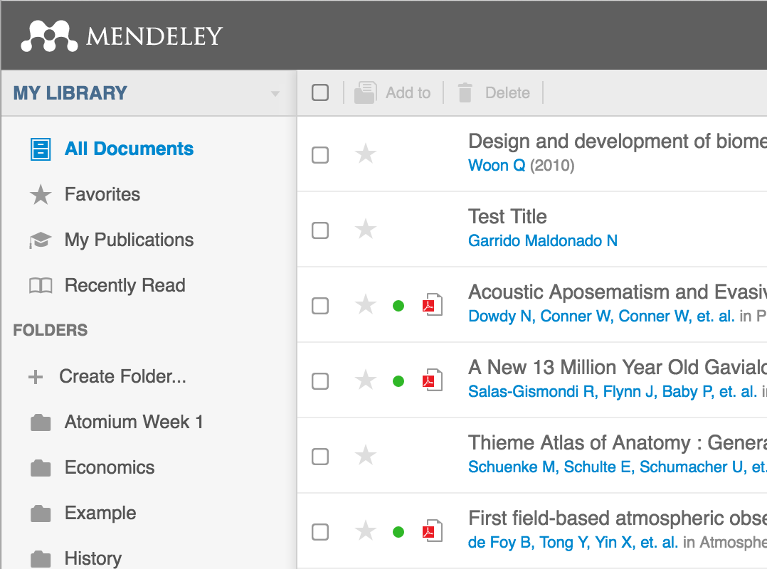 Mendeley screenshot