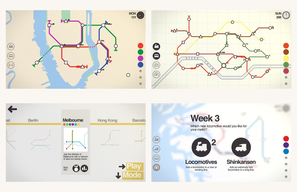 Mini Metro Play Store screenshot, mobile single-player game