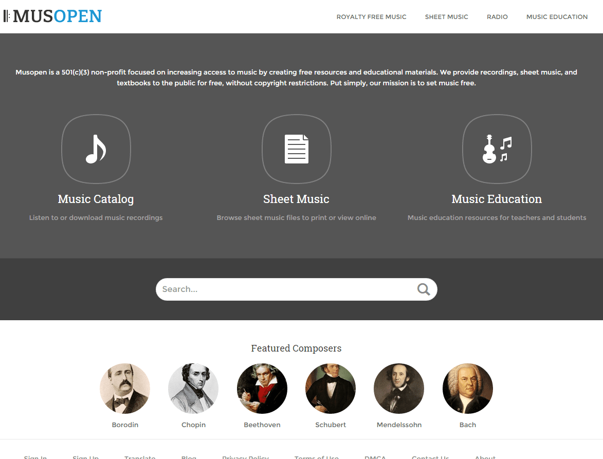 Musopen (classical and orchestral) screenshot