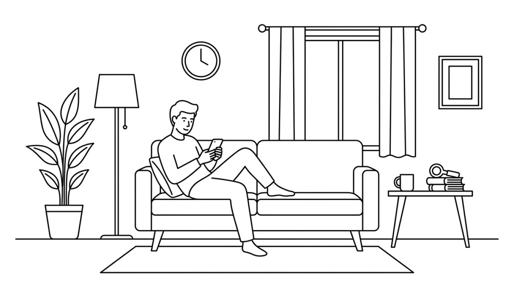 Black-and-white line illustration: a minimal Notion-style scene representing must-have android apps for your phone (honest list).