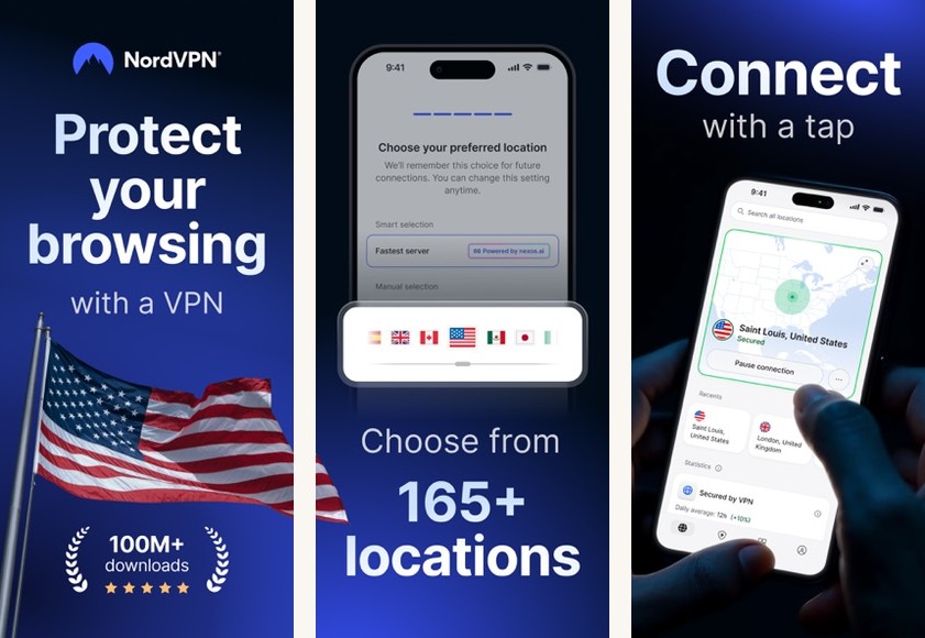 NordVPN screenshots on Android