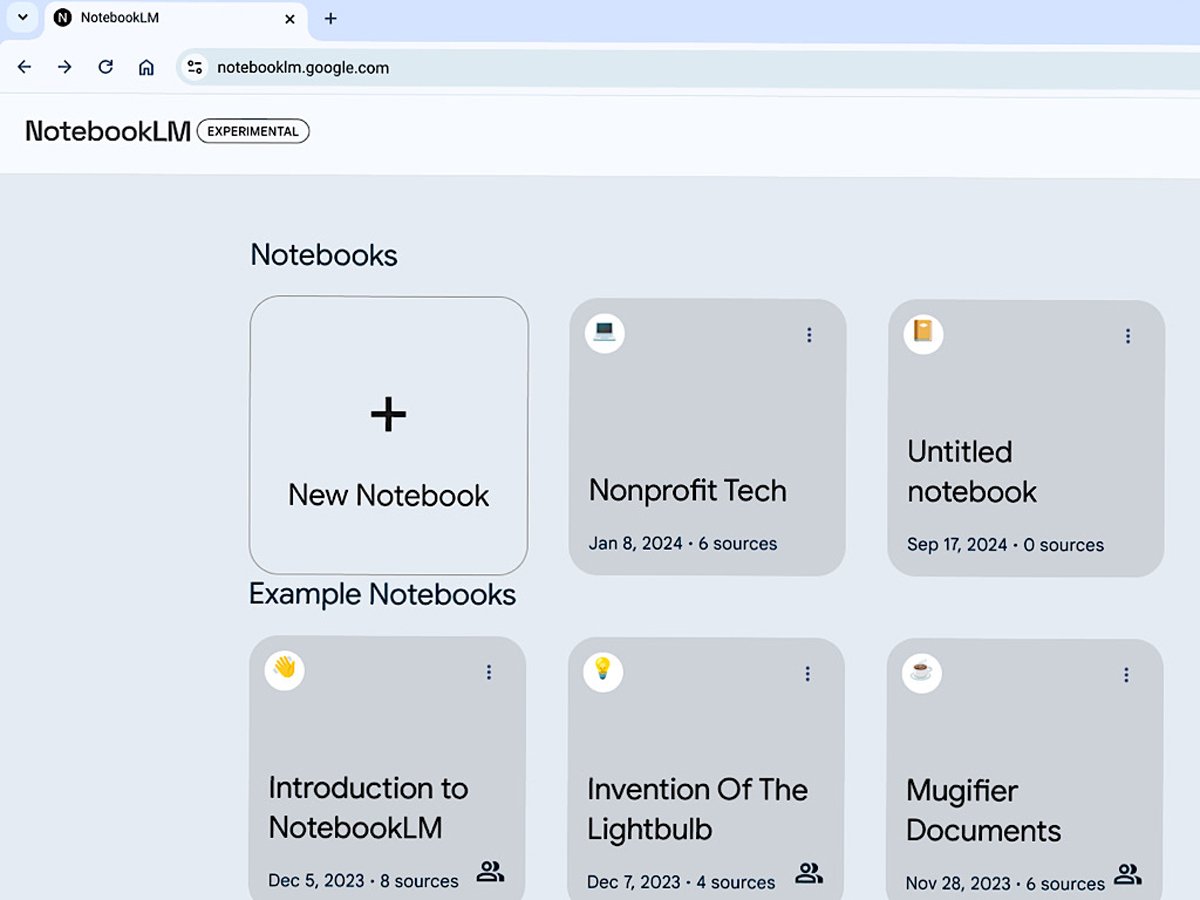Notebooks LM (Google) screenshot
