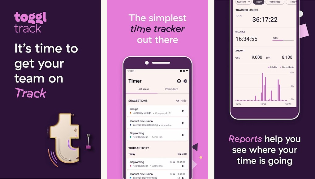 Toggl Track screenshots screenshots on Android
