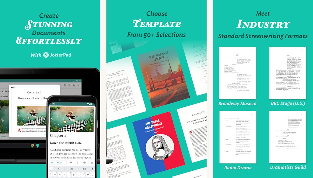 JotterPad app screenshots on Android