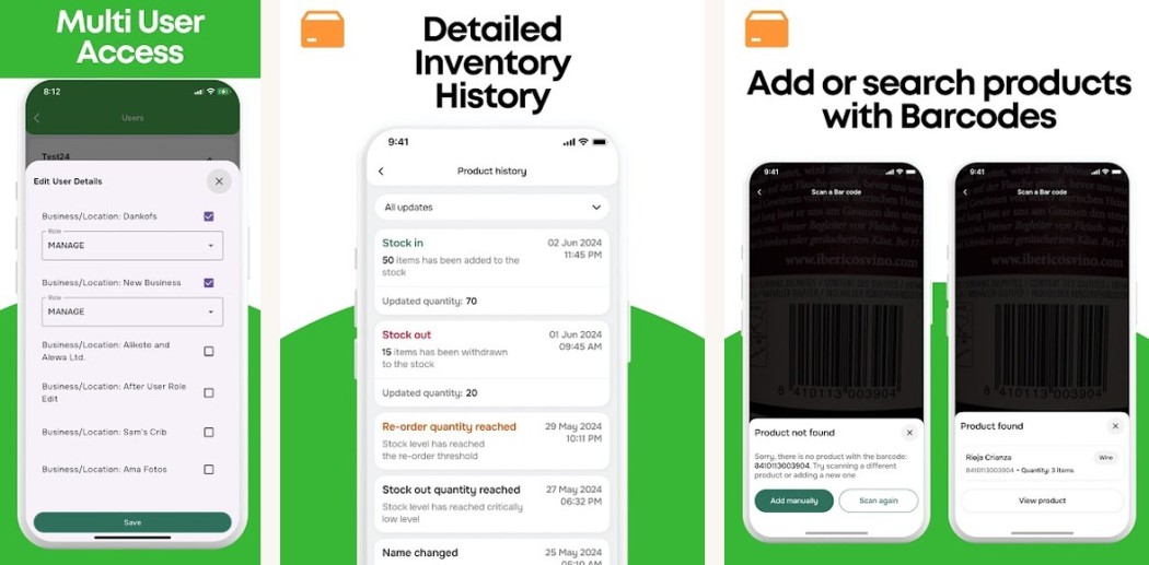 Inventory apps (Stock Manager, Sortly) screenshots screenshots on Android