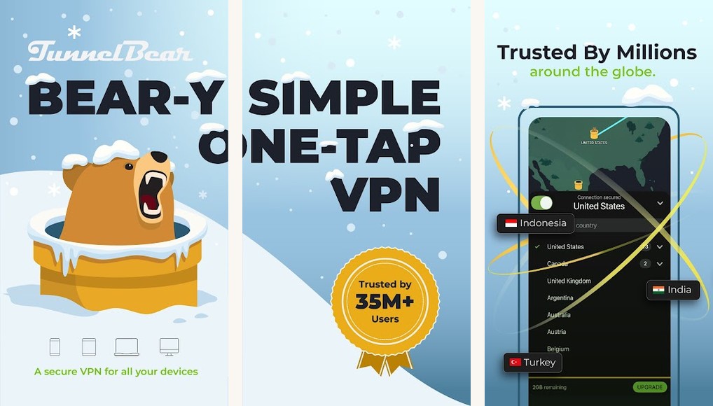 TunnelBear screenshots screenshots on Android